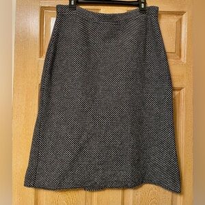 Talbots Black and White A-Line Skirt Wool/Nylon Large Made in Italy